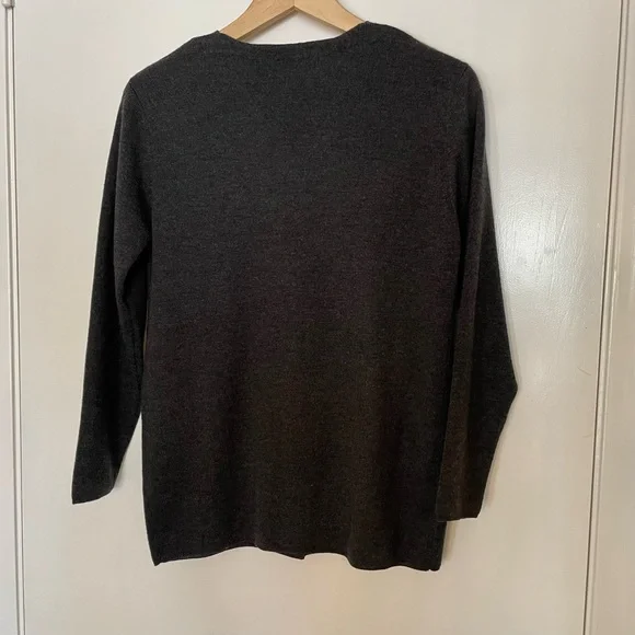 Cardigan Sweater Gray Mark Shale 100% Extra Fine Merino Wool - Picture 9 of 10